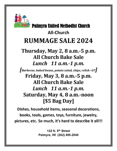 PUMC Rummage & Bake Sale 2024